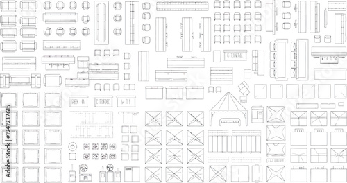 Isolated technical blueprint on transparent background