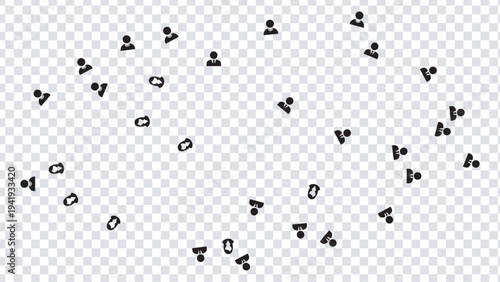 Handwritten digits and symbols scattered across a transparent background for recognition testing Vector illustration