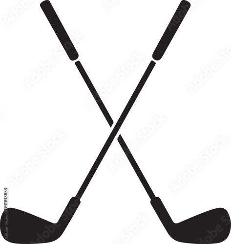 Pair of iron or wedge golf club flat vector icon for sports apps and websites