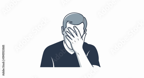 A man's facepalm gesture, depicting frustration or regret