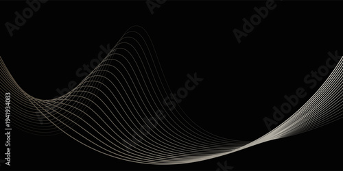 The black background features thin, curved lines in gold and white that run horizontally, giving the image a luxurious and slightly moving look. This piece feels elegant and easy on the eyes