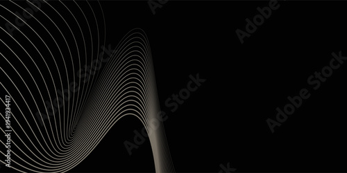 The black background features thin, curved lines in gold and white that run horizontally, giving the image a luxurious and slightly moving look. This piece feels elegant and easy on the eyes