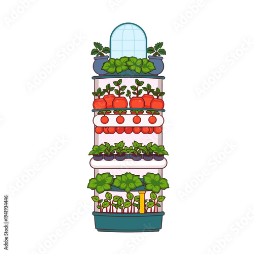 Vertical Farming Tower Illustration