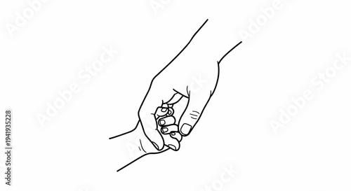 Simple line drawing of two hands holding a small bunch of flowers.