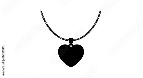 Simple black heart shaped pendant on a chain.