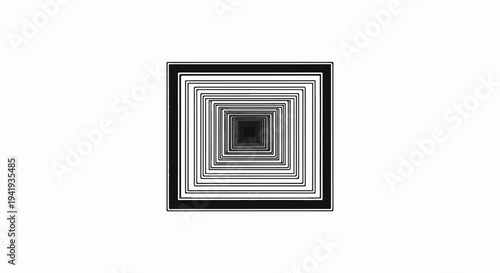 A perspective illusion of nested squares receding into a dark center