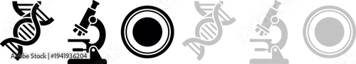 Science Icons with DNA Helix and Microscope