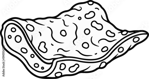 A simple black and white line drawing of a piece of food