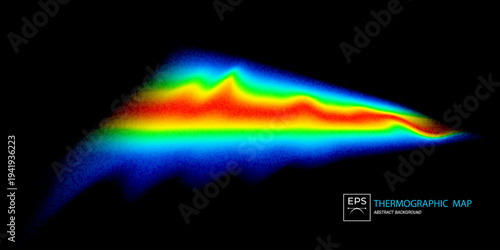 Spectral thermographic data stream visualization BG with vibrant dispersion spectrum colors. Abstract signal transmission design suitable for AI processing systems, digital technology presentations.