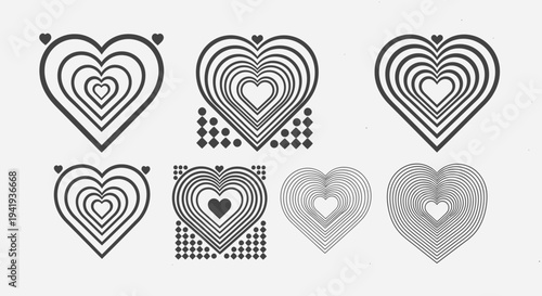 Collection of Black and White Heart Icons.