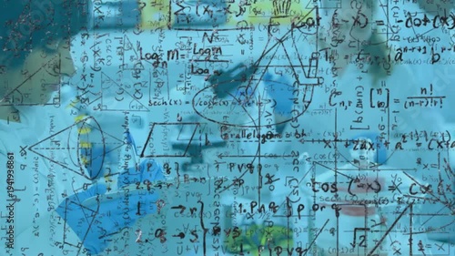 Cam panning back revealing lead scientist leaning at lab bench math overlay guiding microscope work