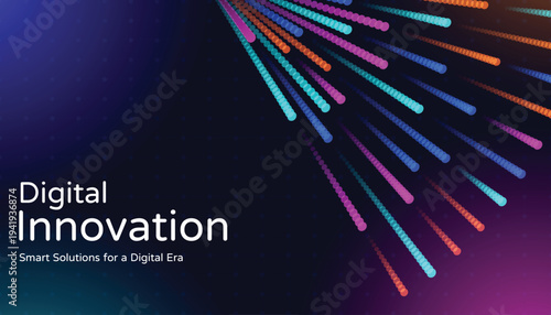 Digital Innovation Technology Background with Colorful Light Lines
