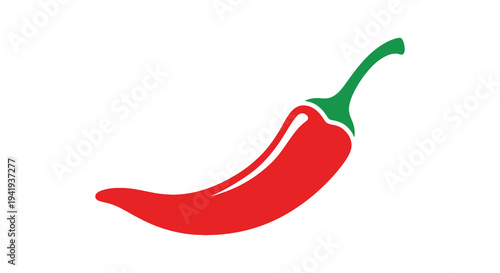 A vibrant red chili pepper with a green stem is displayed as a striking silhouette