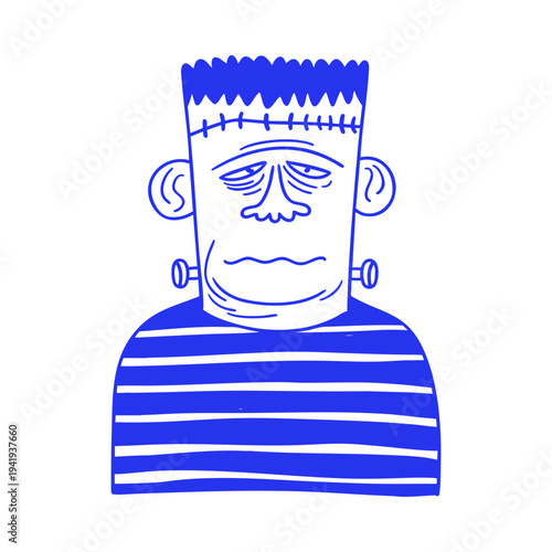 Frankenstein Monster Character Doodle Illustration
