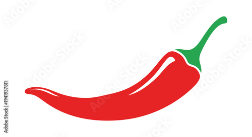 A vibrant red chili pepper is elegantly displayed forming a striking graphic silhouette high quality professional