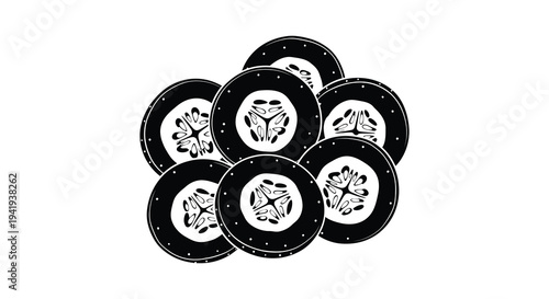 A striking arrangement of sliced citrus fruits in a bold monochrome silhouette high quality professional detailed