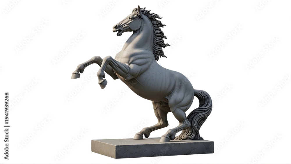 Fototapeta premium A majestic horse statue on a pedestal on transparent background