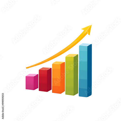 Free Download Vibrant business graph showing upward trend with colorful bars. Isolated to Transparent Background - GFXLoad