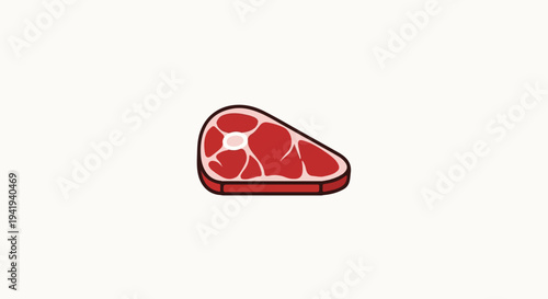 A simple graphic representation of a raw red meat steak with bone