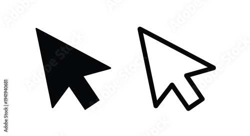 Two computer cursor icons one filled and one outline silhouette