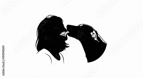 A dog licks a child's face with joy in this simple illustration