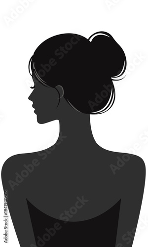  Elegant back view with bare shoulders.