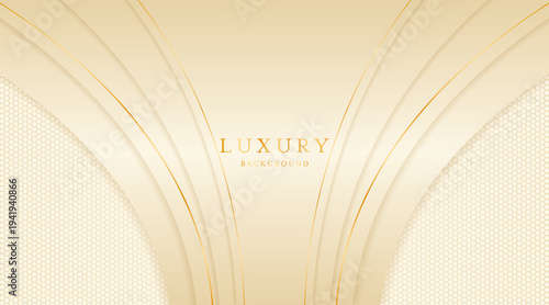 Cream background with elegant golden lines, use for template or cover. Elegant premium cream background. vector illustration