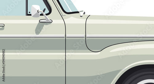 Vintage pickup truck side view in retro flat design art