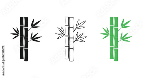 Three bamboo stalks in varying styles a striking silhouette