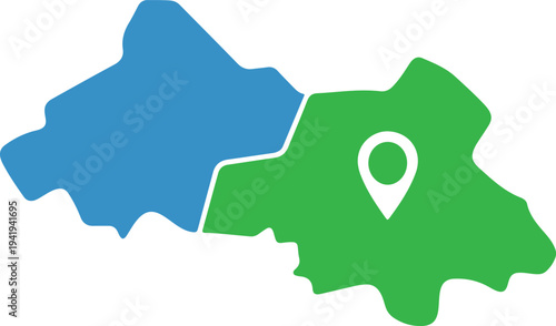 Map illustration with location pin on green region