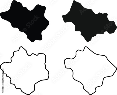 Four outline and filled shapes on white background