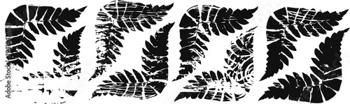 four black fern leaf corner silhouettes botanical nature elements for design and decoration