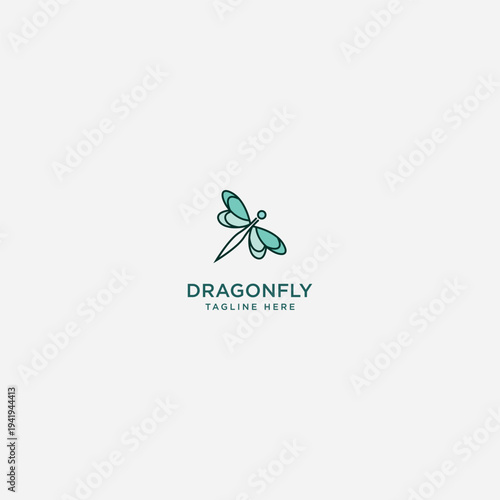 Dragonfly logo design concept: flying dragonfly icon