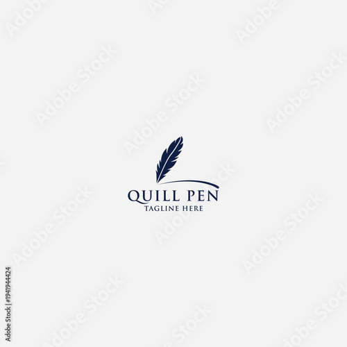 Quill pen logo design template
