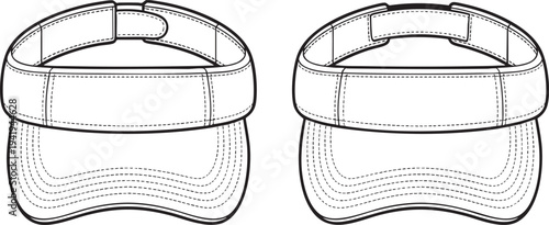 Two identical white visors with adjustable straps displayed on a grey background.