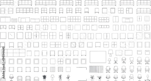 Isolated architectural blueprint on transparent background