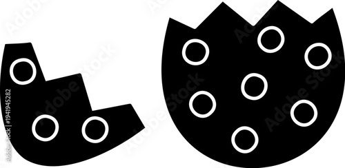 Cracked Easter egg black silhouette isolated.
Easter egg cracked in half  flat vector illustration.
Transparent background. SVG.