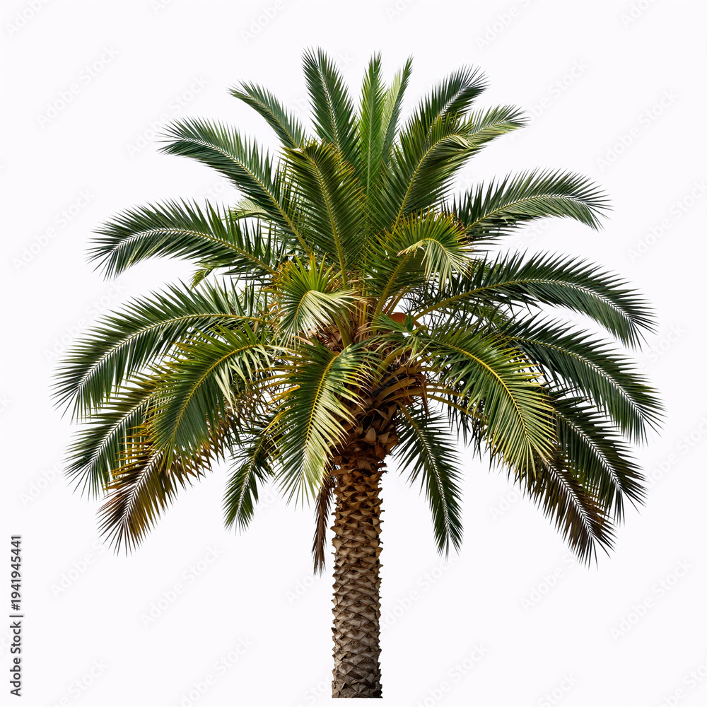 Obraz premium soft shading, a single, isolated palm tree on a white background with clipping path for web and print use