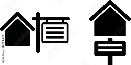 Real Estate Icon Set , House and For Sale Sign Graphics