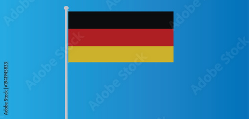 The german flag waving on a blue background