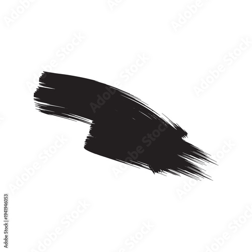 Black paint brush stroke texture. Rough grunge ink smear design element vector.