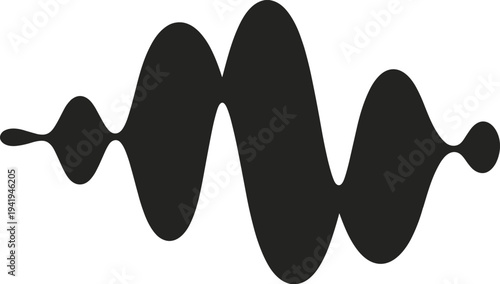 Abstract black audio waveform sound wave illustration isolated on light background, modern digital signal visualization, minimal geometric music frequency design for technology concept