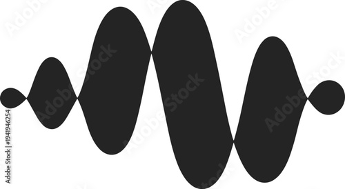 Abstract black audio waveform sound wave illustration isolated on light background, modern signal visualization, minimal geometric music frequency design for technology and digital media