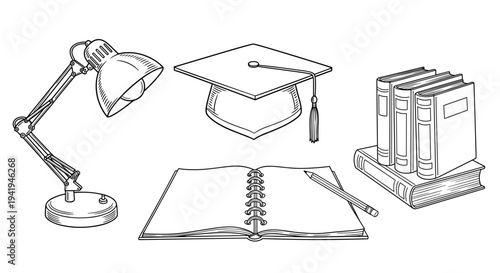 A woman with her hair wrapped in a towel diligently brushes her teeth, surrounded by essential dental hygiene products like toothpaste tubes, a glass, and a handheld mirror.