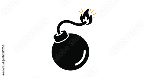 A black bomb with a lit fuse dramatic and dangerous silhouette