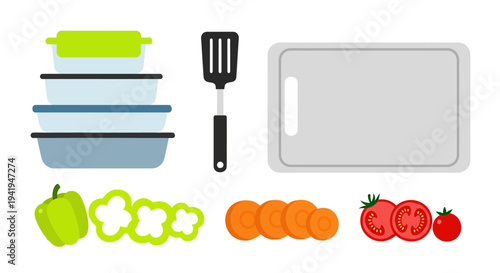 Modern minimalist kitchen tools and fresh ingredients