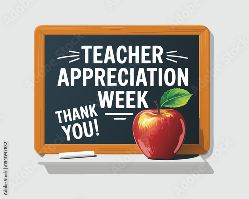 Teacher Appreciation Week, chalk, blackboard, apple, Thank you!