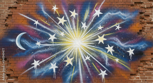 Colorful Artistic Explosion of Stars and Light.