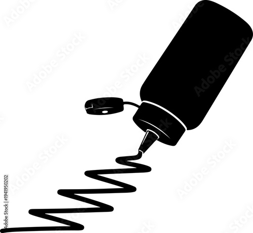 Squeeze Bottle Drawing Zigzag Cheese Line vector illustration