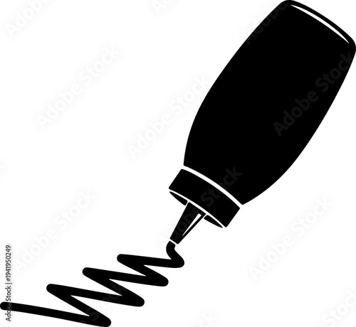 Squeeze Bottle Drawing Zigzag Cheese Line vector illustration